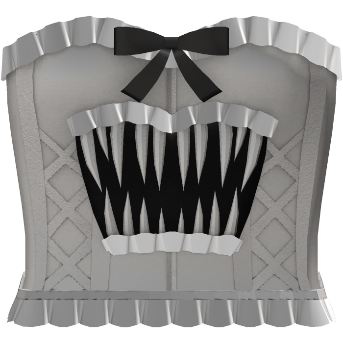 white emo gothic ruffled monster teeth corset 