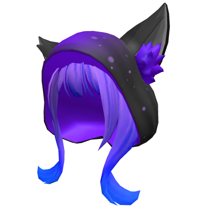 😻 Full Cat Hood w/ Hair - Black & Purple Roblox item