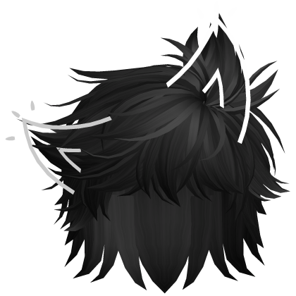 Cat Boy Hair w/ Emoticon (Black) Roblox item