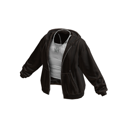 Brown Oversized Zip Hoodie Tank Top Necklace thumbnail