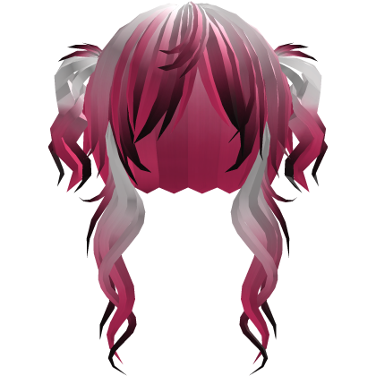‘’ (๑ — ‸ ҂)ゝcurly emo twin tails in pink ombre Roblox item