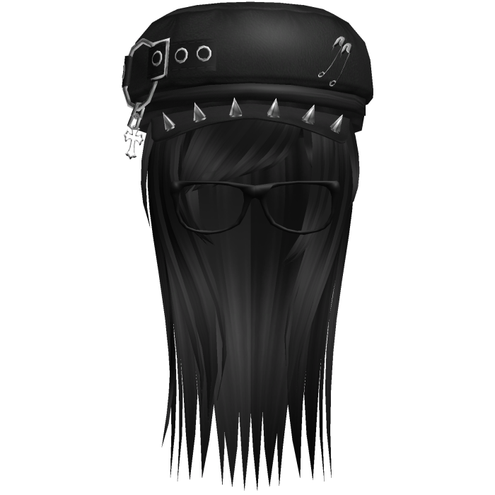 Vkei Moe Black Long Scene Hair /w Punk Hat