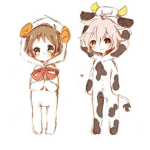 strawberry cows and normal cows <3