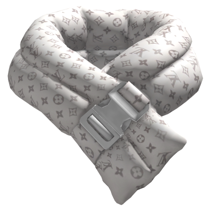 White LV Designer Puffer Scarf