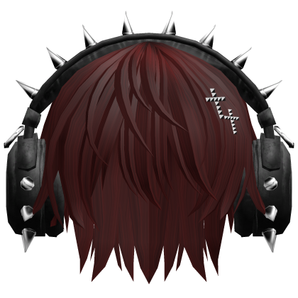 Boy Hair W/ Punk Headphones Dark Red V2