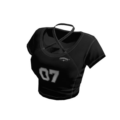Y2K Sporty Cross Baby Tee - Black