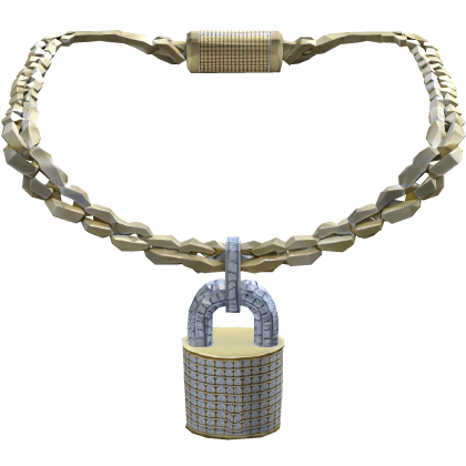Iced Out Gold Plated Lock Pendant Necklace Chain