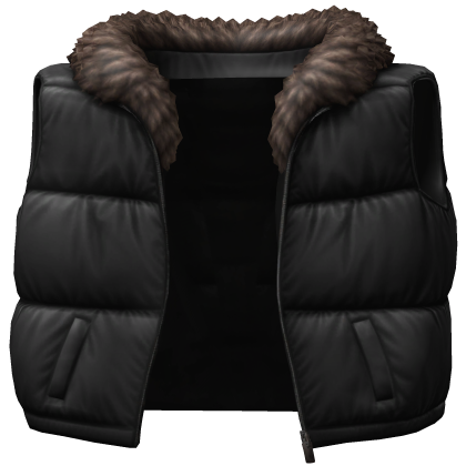Puffer Vest With Fur Black
