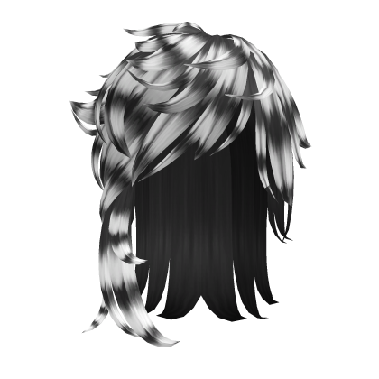 Messy scene girl hair in black and white Roblox item