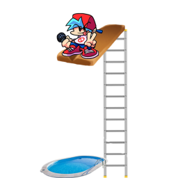 Jump into a pool off tall ladder