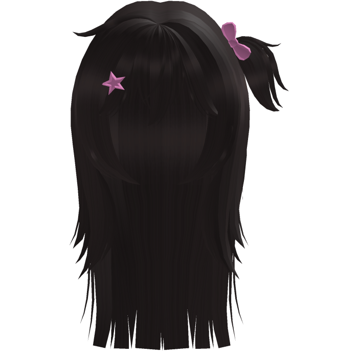cute emo scene girl hair w/ pink star (brown)