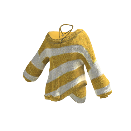 Y2K Striped Knit Sweater w/ Necklace (Yellow)