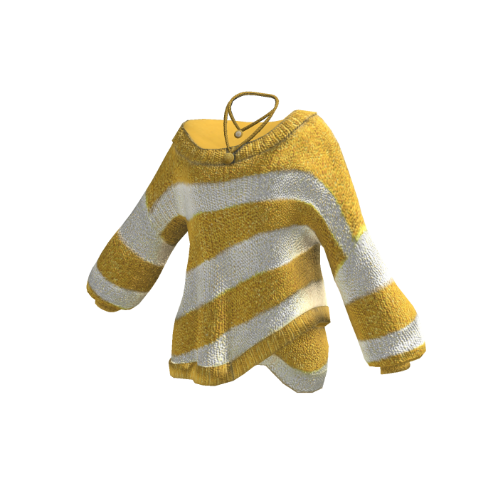 Y2K Striped Knit Sweater w/ Necklace (Yellow)
