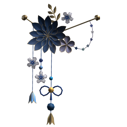 Blue & Gold Lotus Japanese Flower Hairclip