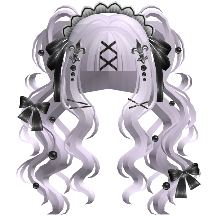 Gothic Doll Curly Pigtails & Ribbons In Pink
