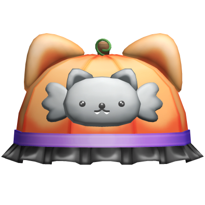 ♡ : cute orange bat kitty pumpkin bucket hat