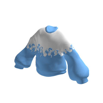 Oversized Ghost Pattern Sweater Blue thumbnail