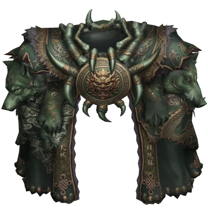 Green Chinese Beast Fur Pelt Cape Robe Pauldrons | Roblox Item