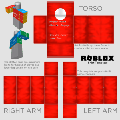 Red Hoodie Template Roblox decal