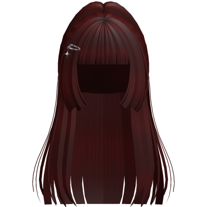 Long Layered Ponytail Hair Bangs Dark Red Roblox item