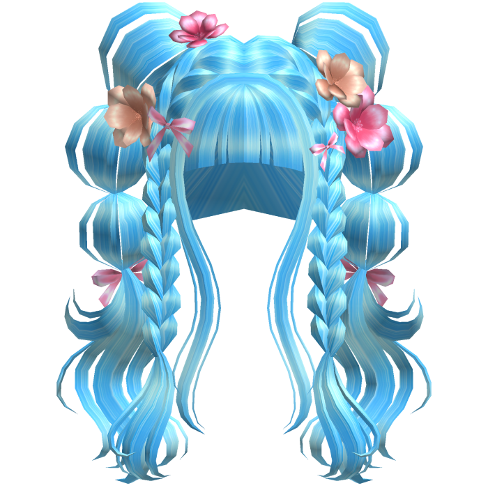 Blossoming Angelic Floral Curly Pigtail Ocean Blue