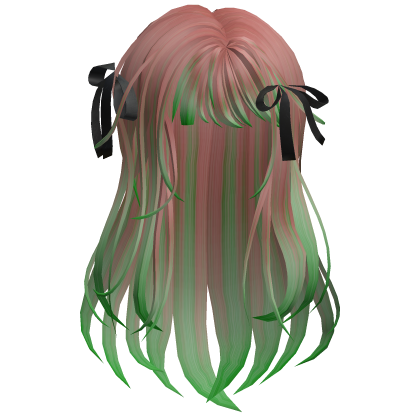 Long Layered Bow Hair - Pink & Green
