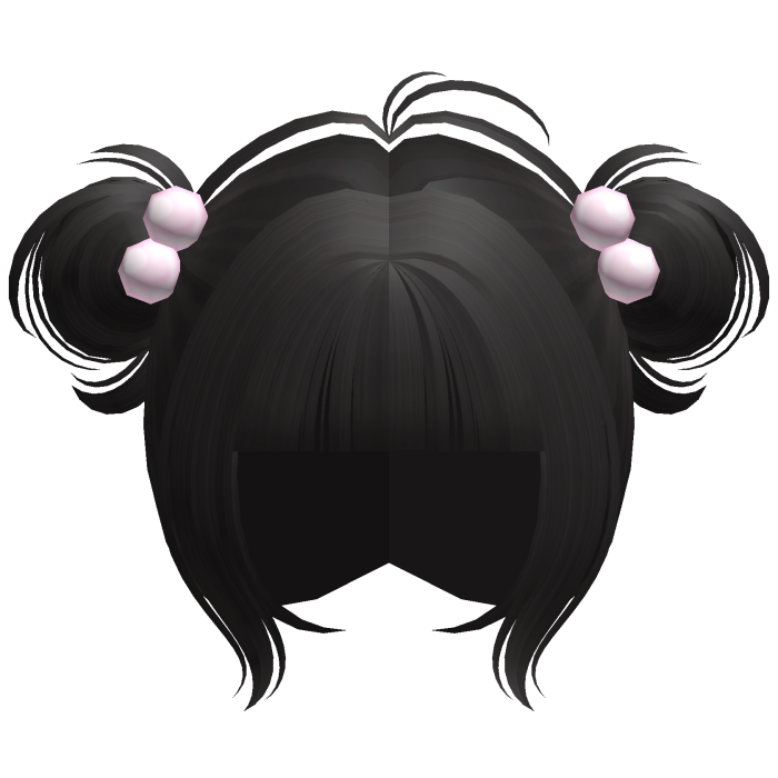 ♡ kawaii messy bun dark brown hair w pink clips