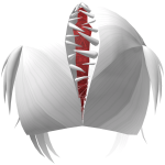 anime open monster mouth split hair in white