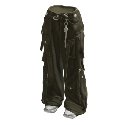 Olive Green Cargo Jeans with Straps and shoes