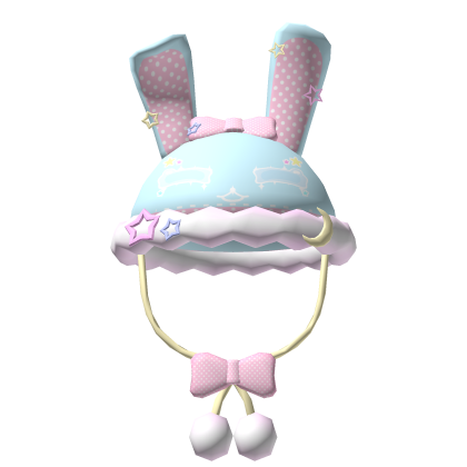 Cute Sleepy Bunny Hat In Light Blue Roblox item