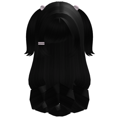 ♡ black long tuft cute kawai curly hair Roblox item