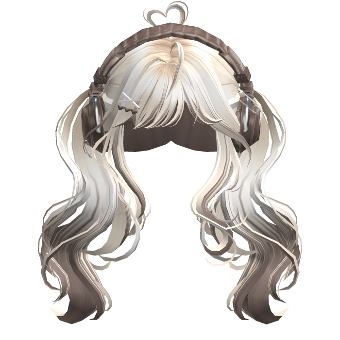 Cute Wavy Pigtails w/Headphonnes (Beige&Brown)