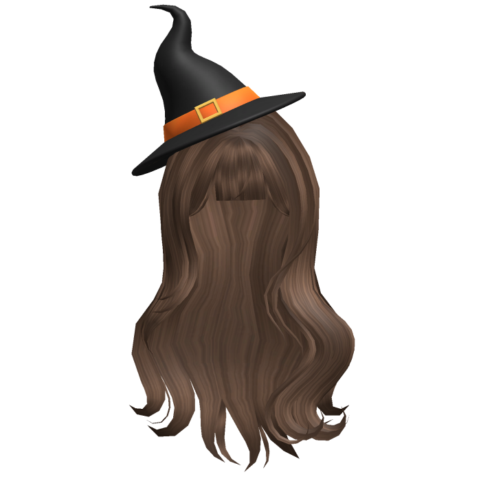 Brown Wavy Hair with Halloween Witch Hat