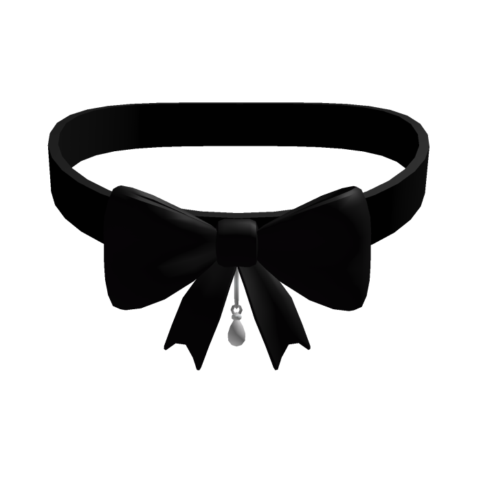 Necklace with a black bow and white pearls