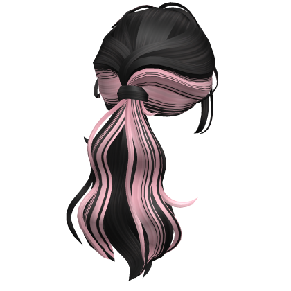 Two-Tone Wavy Layered Ponytail Hair Black & White Roblox item