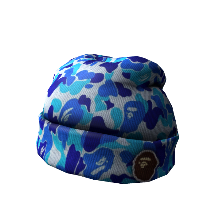 Ape Logo-Patch Camouflage Beanie 'Blue'
