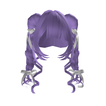 Lavender Doll Curly Pigtails With White Bows