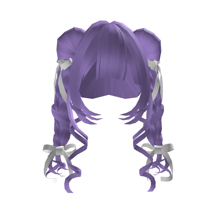 Lavender Doll Curly Pigtails With White Bows
