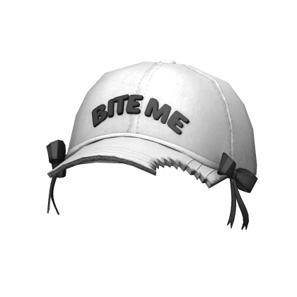 Trendy White/Black"BITE ME" Cap with Bows