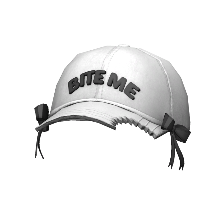 Trendy White/Black"BITE ME" Cap with Bows