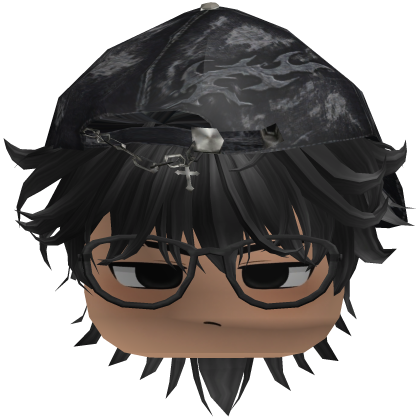Emo Boy Hair Black With Glasses Roblox item
