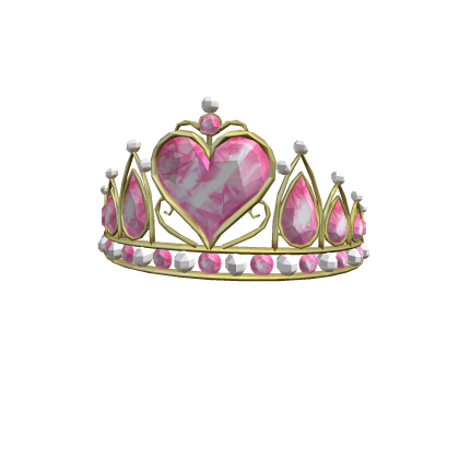 Princess Tiara Heart Crystal And Pearls Pink Roblox item