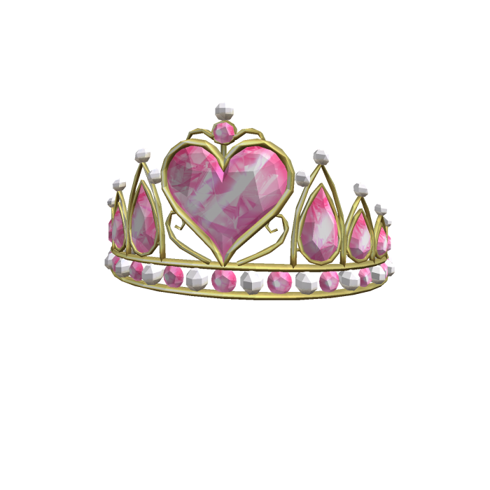 Princess Tiara Heart Crystal And Pearls Pink