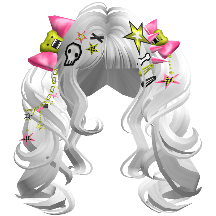 ♡ Scene Fluffy Gyaru Pigtails (White)