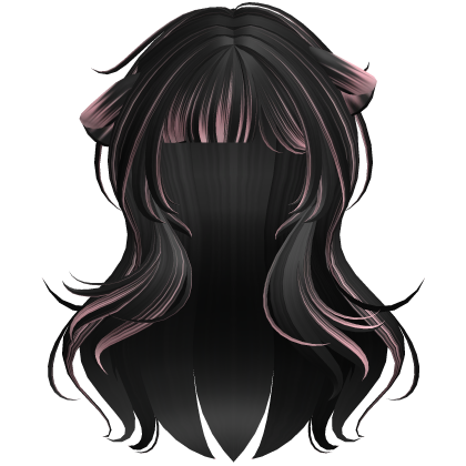Pink&Black Kawaii Wavy Shy Cat Girl Hair Roblox item