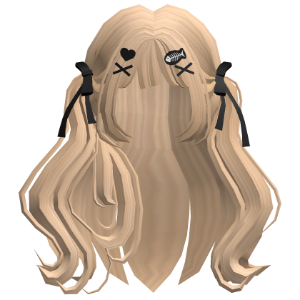 Blonde Cute Wavy Girl Hair Bow Pins Anime Roblox item