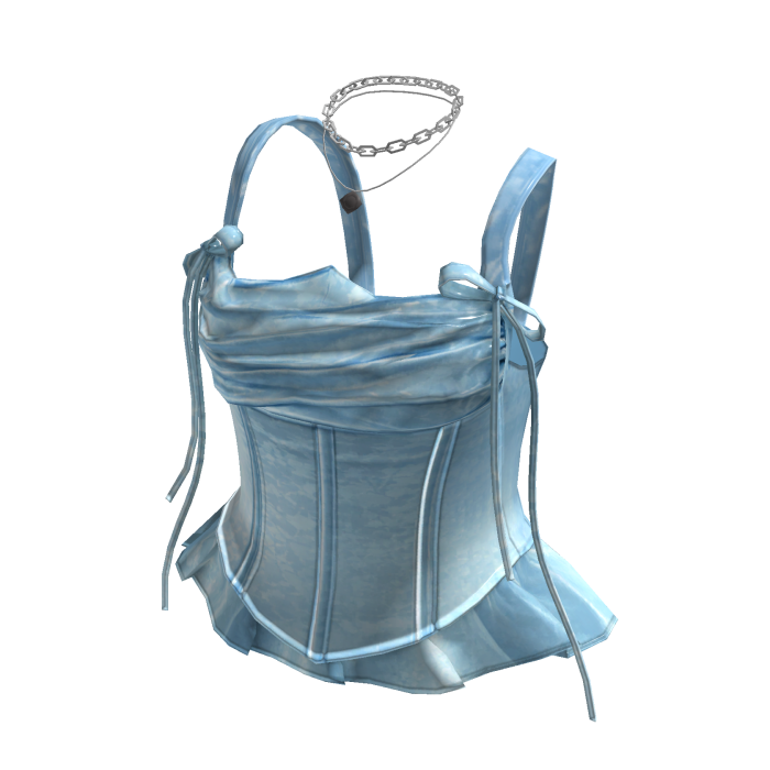 Corset Top with Draped Neckline (Light Blue)