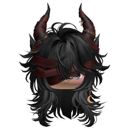 Horned Anime Demon Wolfcut (Black)