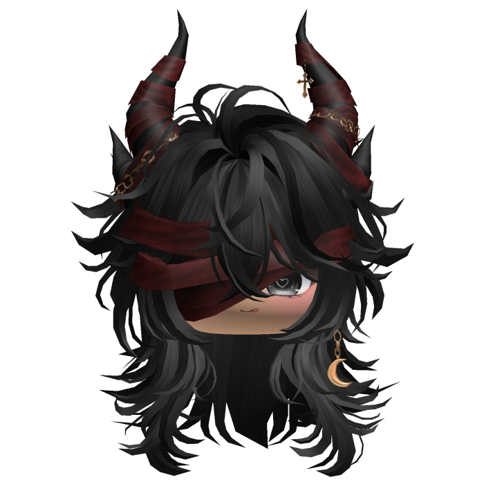 Horned Anime Demon Wolfcut (Black)