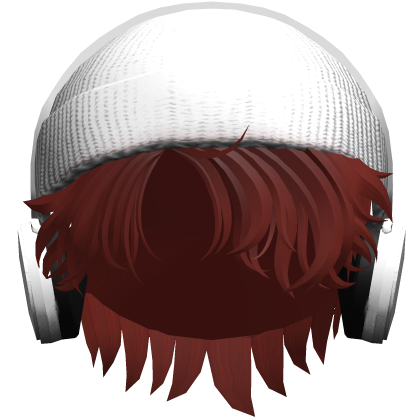 Messy Boy Hair w/ Headphones & Beanie in Red Roblox item
